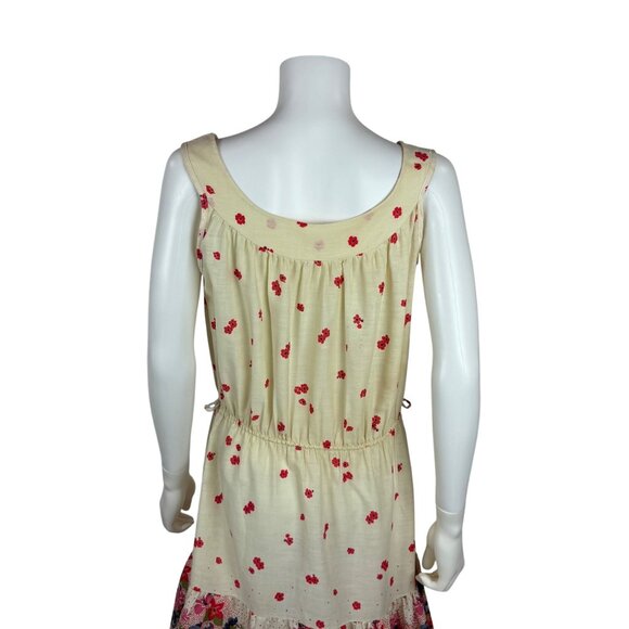 Vintage 70s Prairie Sundress Womens Large Peacock Bird Border Print Fit N Flare - Picture 11 of 12